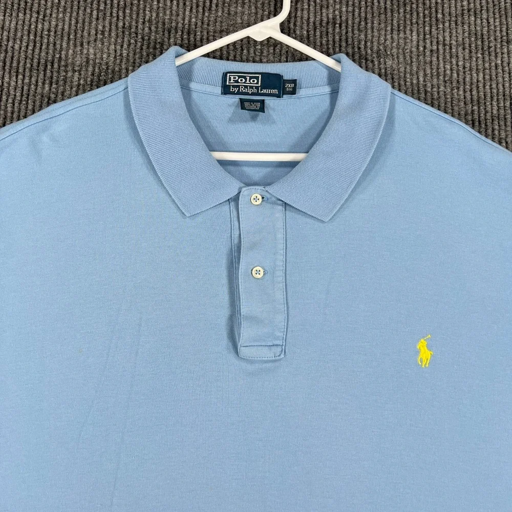 Polo Ralph Lauren Shirt Mens 2XB Big Blue Short Sleeve Casual Golf Outdoor Light